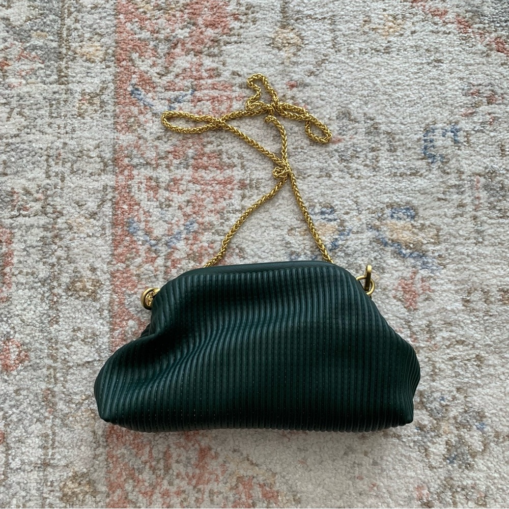 Anthropologie Faux Leather Clamshell Clutch